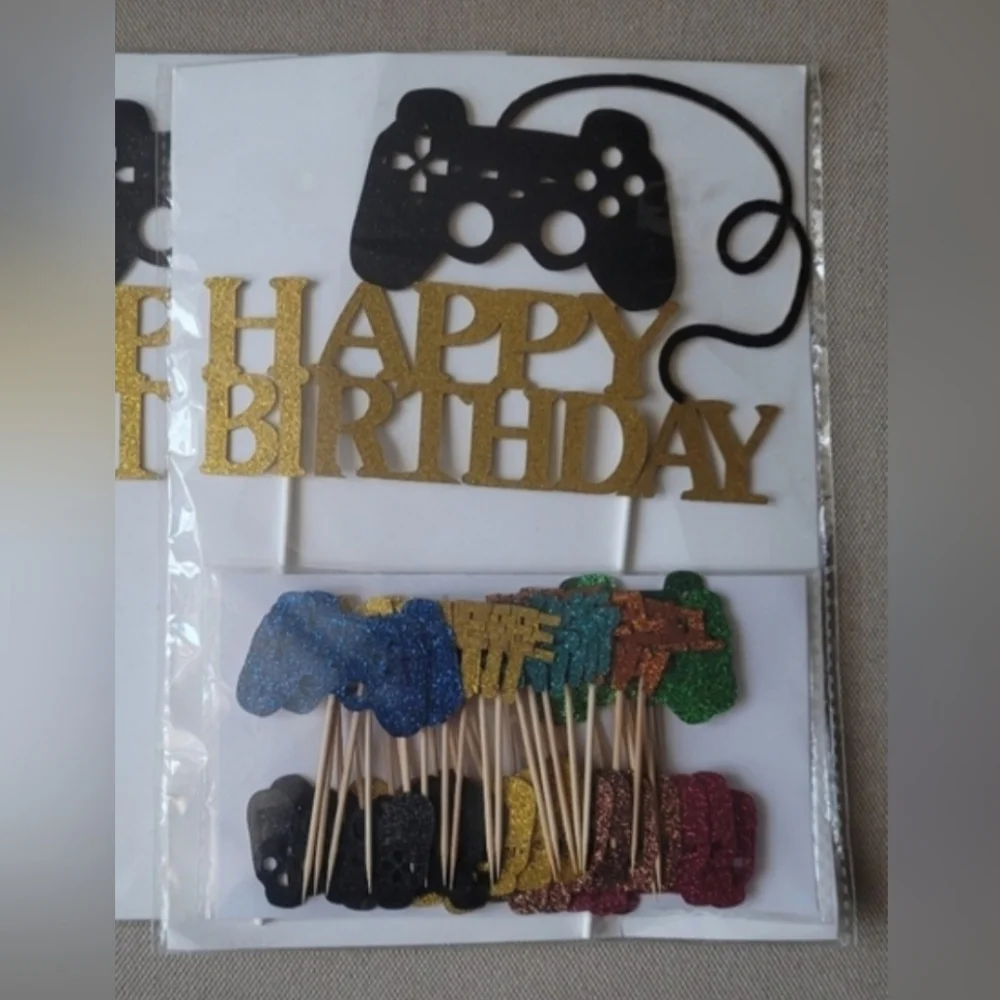 HAPPY BIRTHDAY 37pcs Gaming Cake & Cupcake Toppers